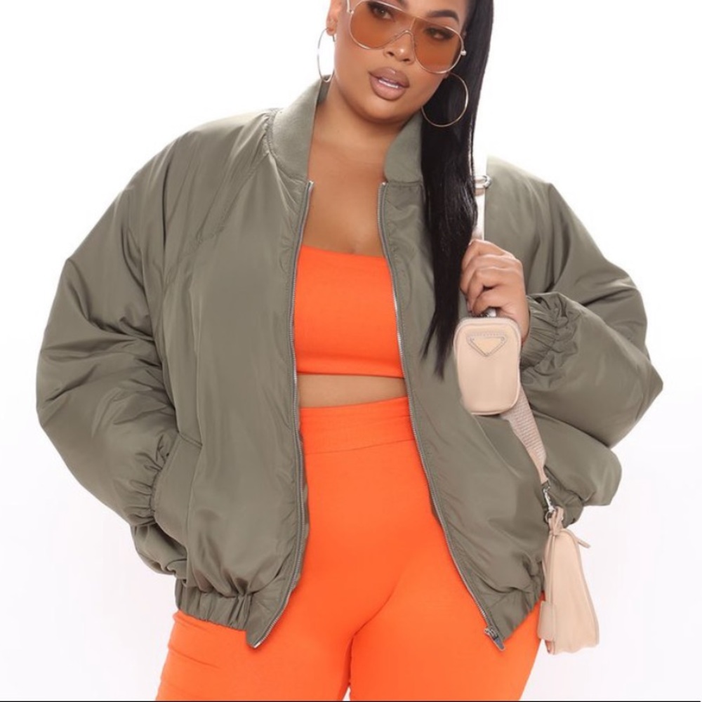 NWT Fashion Nova Olive Bomber Puffer Jacket